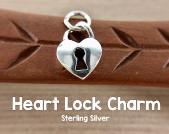 Heart Lock Charm, Sterling Silver