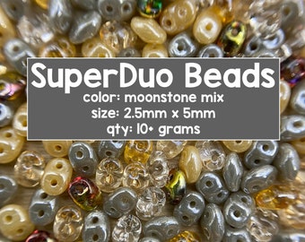SuperDuo Beads, Moonstone Mix, 10 Gram Tube
