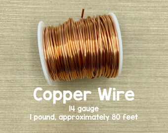 14 Gauge Pure Copper Wire, 1 Pound Spool, Approximately 80 Feet
