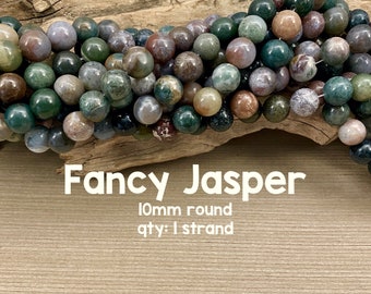 Fancy Jasper Gemstone Beads, 10mm Round, 15"-16" Strand