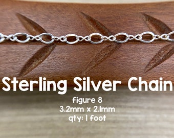 Sterling Silver Chain, Figure 8, 3.2x2.1mm, By The Foot