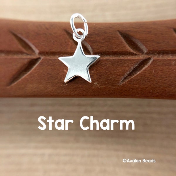 Sterling Silver Star Charm, 9x12mm, Sold Individually