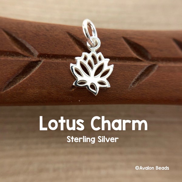 Sterling Silver Lotus Charm, 9mm