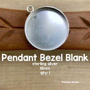 Sterling Silver Round Pendant Bezel Blank, 18mm