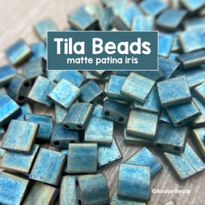 Tila Beads,  Miyuki Japanese Seedbeads, Matte Patina Iris, Code # TL2008, Double-Drilled Beads, 2 Holes