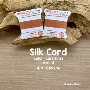 Griffin Silk Cord With Needle, Size 4, Carnelian, 2 Packs