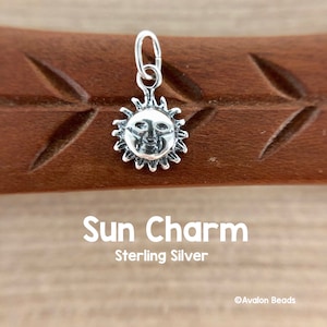 Sterling Silver Sun Charm, 8x12mm