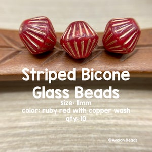 Czech Glass Bicone, 11mm, Opaque Ruby Red With a Copper Wash, 10 Beads