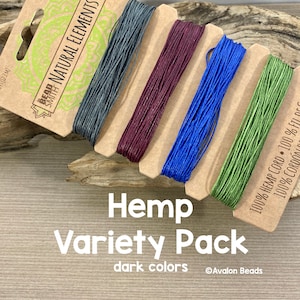 Hemp Cord Variety Pack, 4 Colors: Dark Colors, Macrame Cord