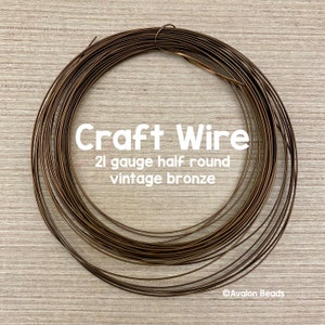 21 Gauge Half Round Vintage Bronze Wire, 7 Yards