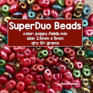 SuperDuo Beads, Poppy Fields Mix