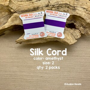 Griffin Silk Cord With Needle, Size 2, Amethyst, 2 Packs