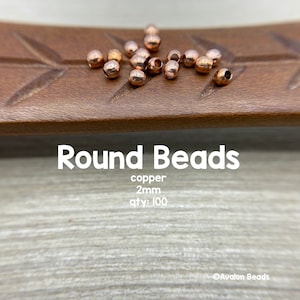2mm Copper Round Beads, Genuine Copper, 100 Pieces