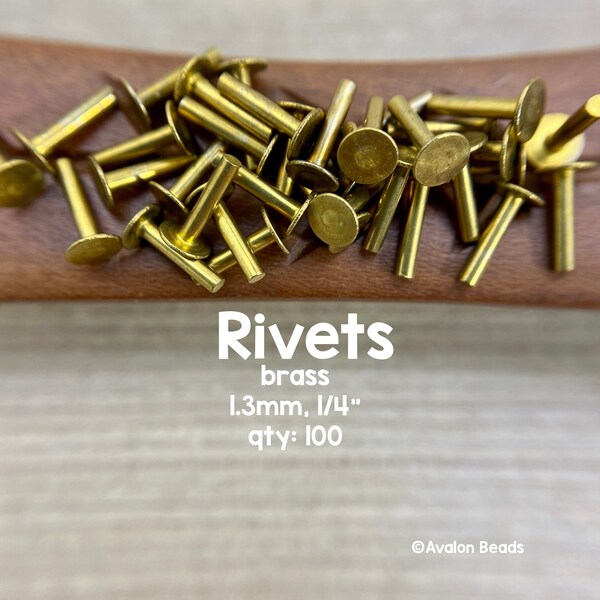 Brass Rivets, 1/4", 1.3mm, 100 Pieces