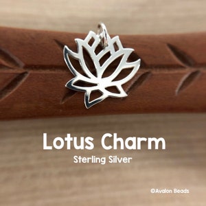 Lotus Charm, Sterling Silver, 15mm