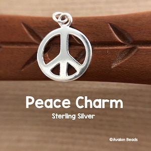 Sterling Silber Peace Charm, 11 x 14 mm, einzeln erhältlich