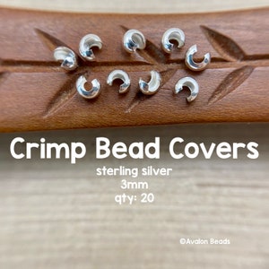 Sterling Silver Crimp Bead Covers, 3mm, 20 Pieces
