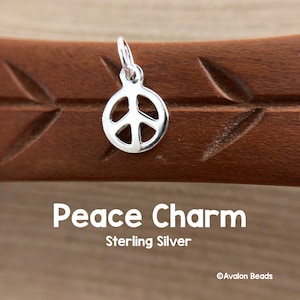 Peace Anhänger, Sterling Silber, Kleines Peace Zeichen, 8 x 11 mm, 2 Stück