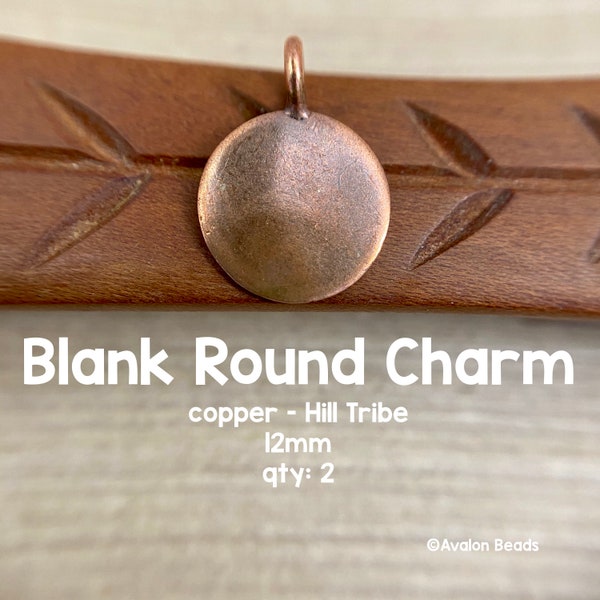 Hill Tribe Copper Round Circle Blank Pendant - 12mm - 2 Pieces