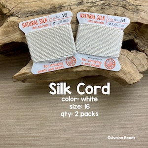 Griffin Silk Cord With Needle, Size 16, White, 2 Packs