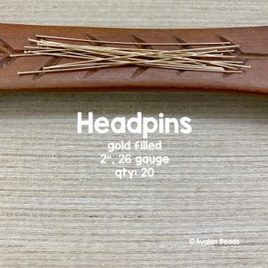 Gold Filled Headpins, 2 Zoll, 26 Gauge, 20 Stück