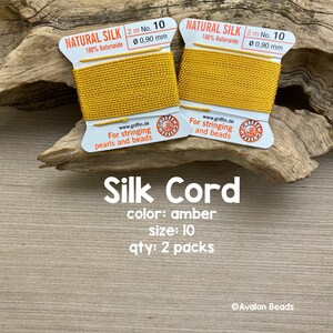 Griffin Silk Cord With Needle, Size 10, Amber, 2 Packs