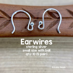 Sterling Silver Small French Earwires with Ball, 5 Pairs