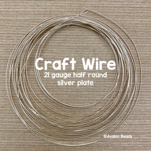 21 Gauge Half Round Silver Colored Copper Wire, 4 Yards