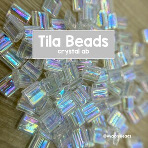Tila Beads, Miyuki Japanese Seedbeads, Crystal AB, Code # TL250, Double-Drilled Beads, 2 Holes