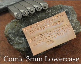 Alpahbet Stamp Set - 3mm Lowercase - Comic Font - Includes a Great Labeled Storage Case