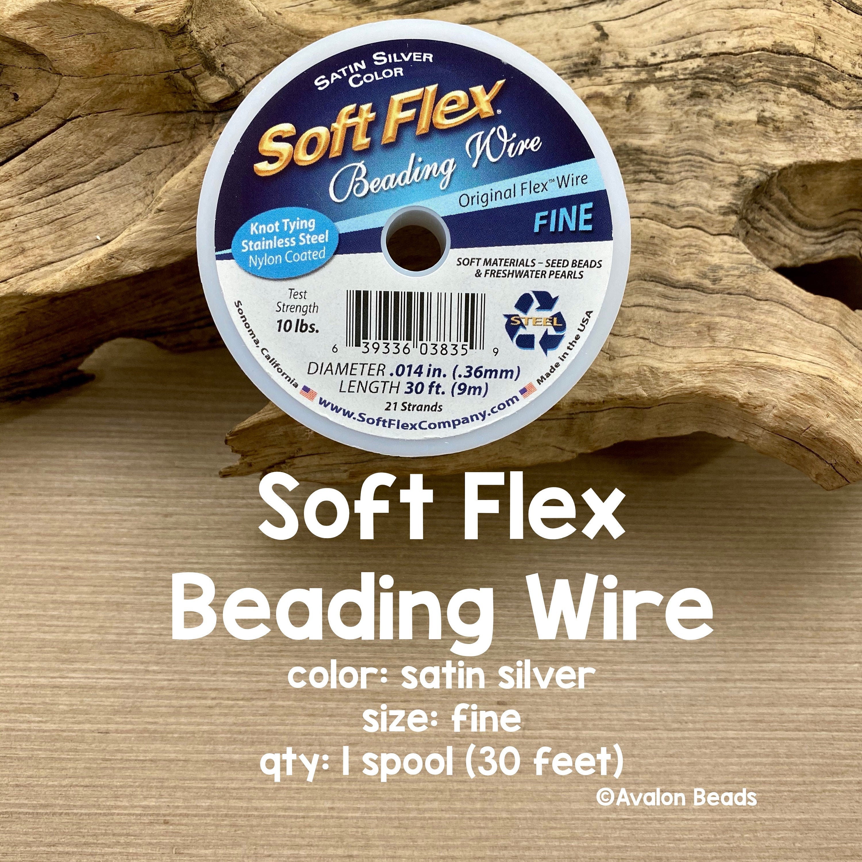 Soft Flex Bone Color Medium Size Beading Wire, 30 Foot Spool