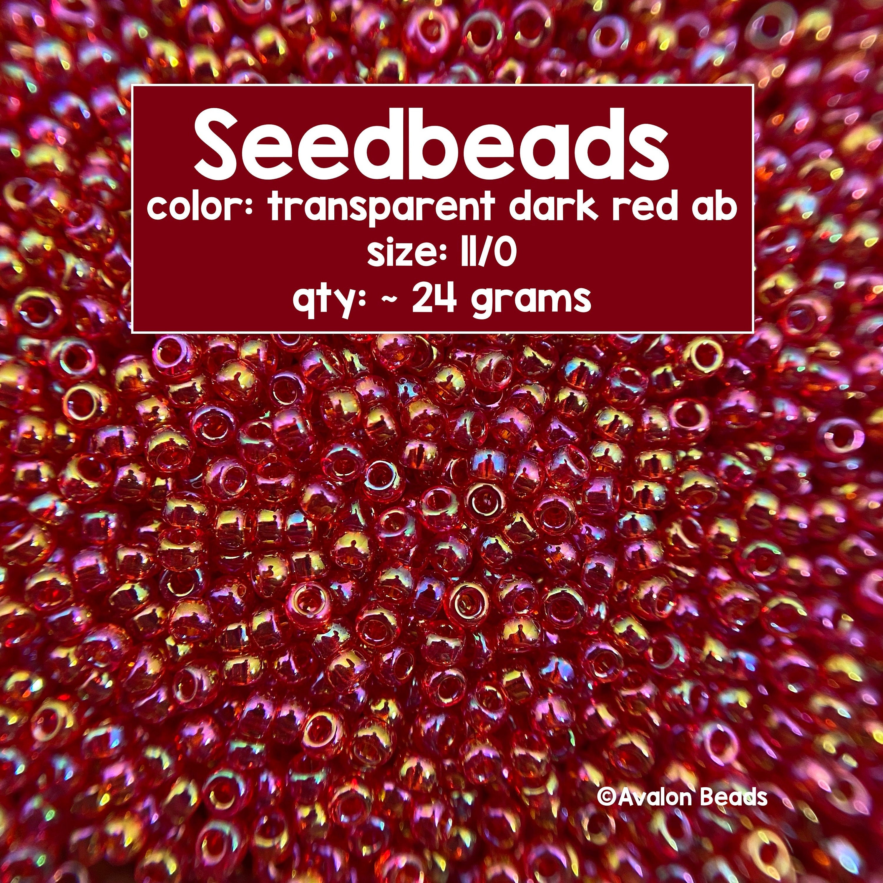 Size 11/0 Japanese Miyuki Seedbeads, Transparent Dark Red AB, Code