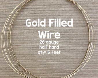 26 Gauge Gold Filled Wire, Half Hard Wire, 5 Feet