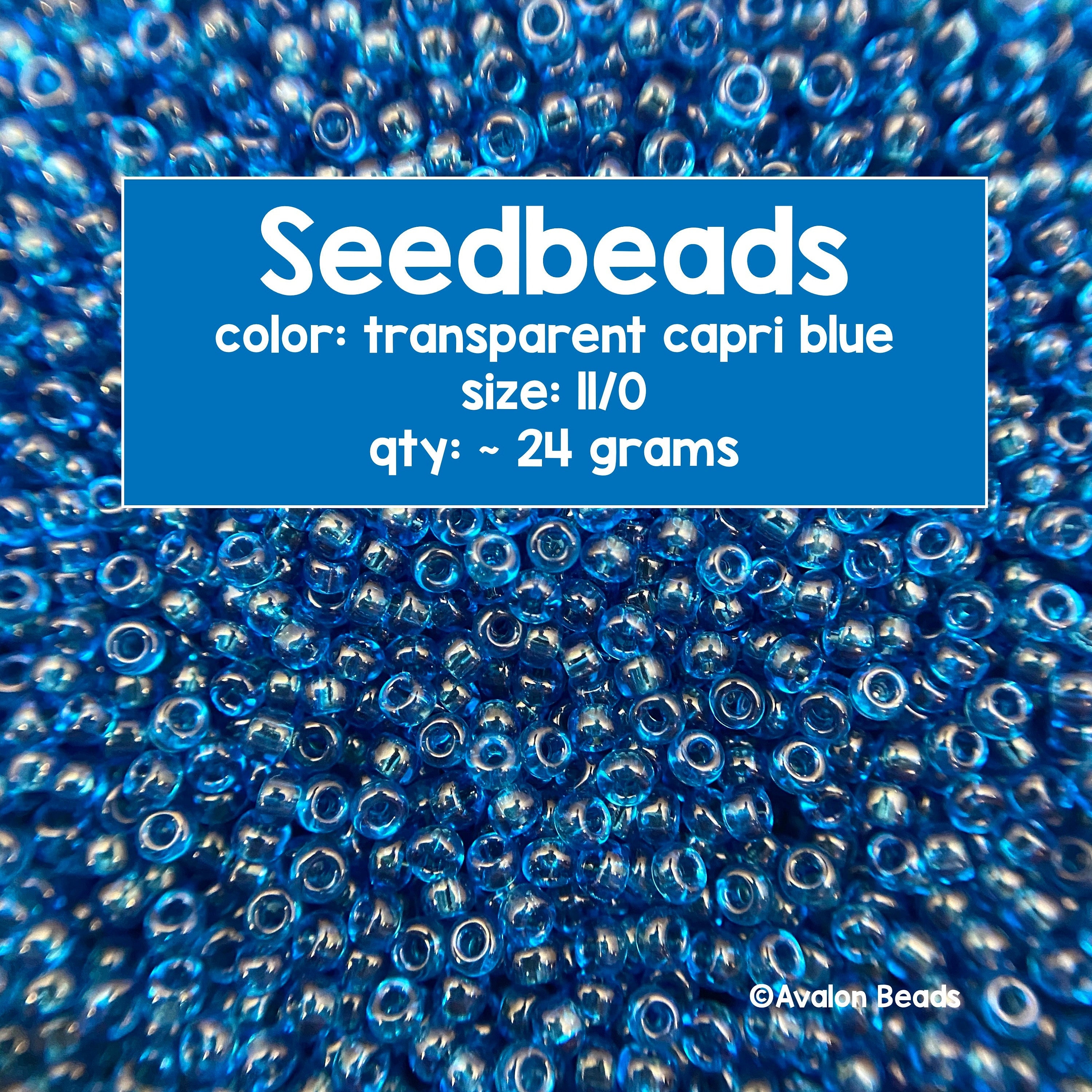Size 11/0 Japanese Miyuki Seedbeads, Transparent Capri Blue, Code
