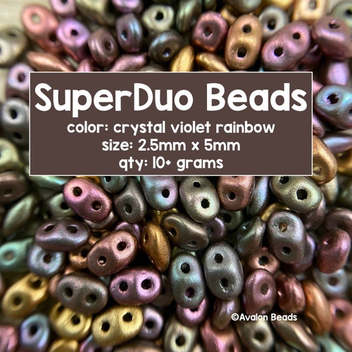 SuperDuo Beads, Kristall Violet Regenbogen