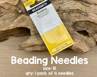 Beading Needles, Size 15, Very Fine, 4 Needles