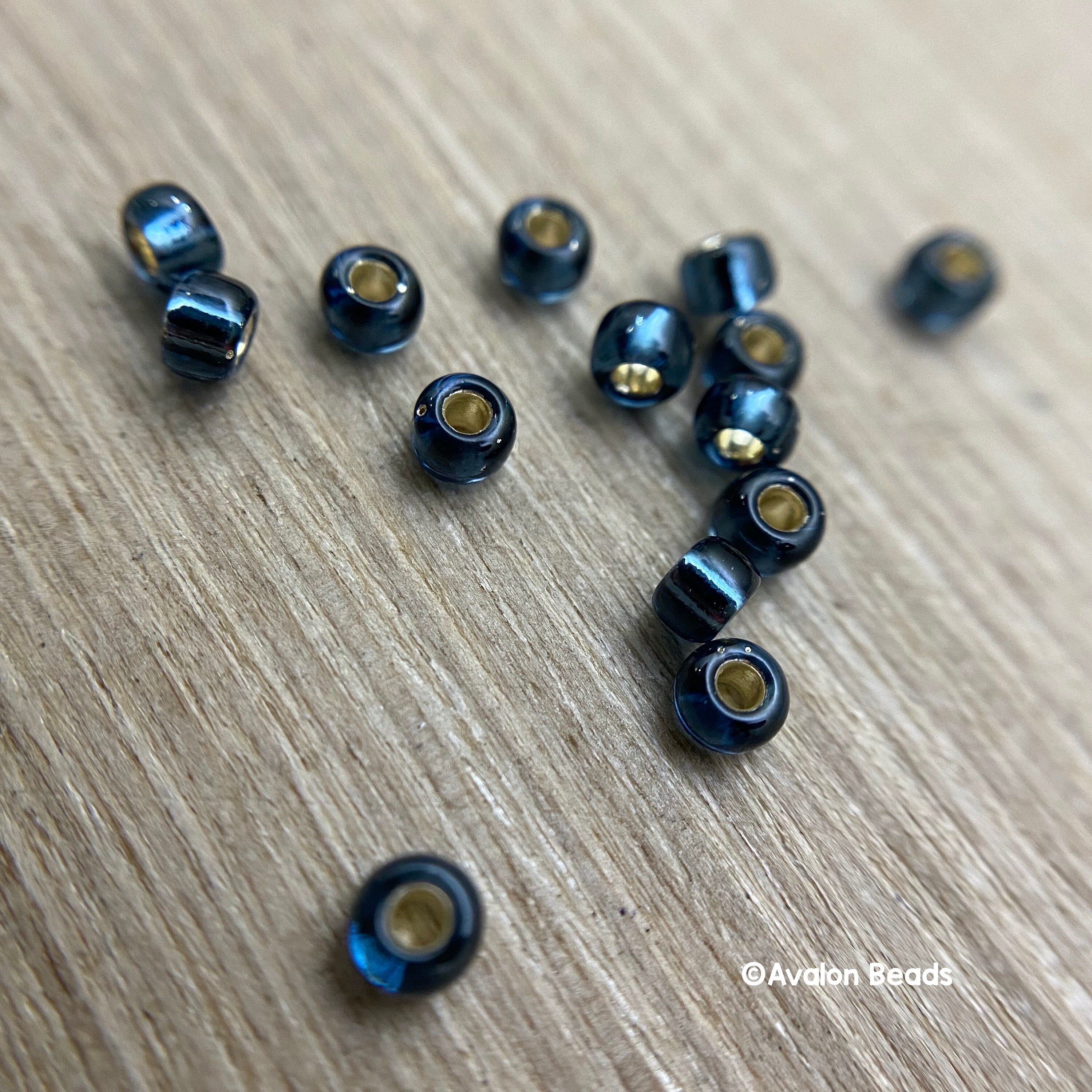 Size 8/0 Japanese Miyuki Seedbeads, Silver Lined Montana Blue