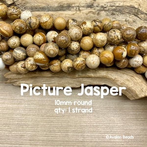 Picture Jasper Gemstone Beads, 10mm Round, 15 Inch Strand