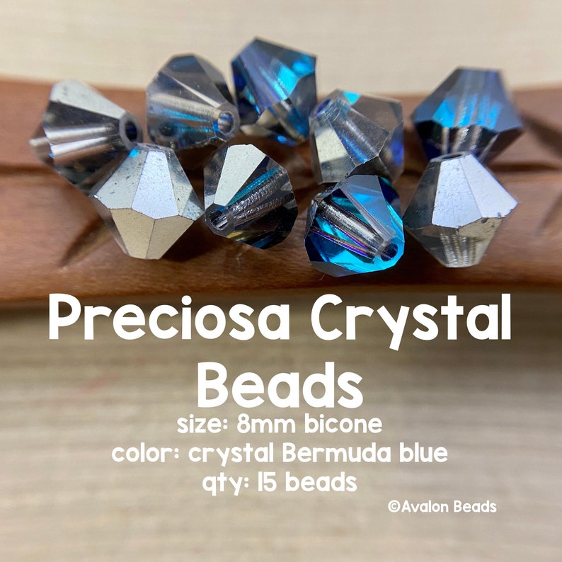 8mm Bicone Preciosa Crystal Crystal Bermuda Blue