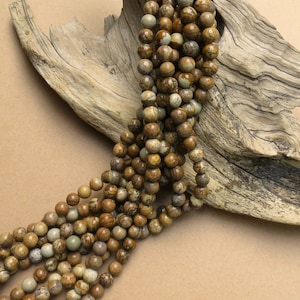 Picture Jasper Gemstone Beads, 8mm Round, 15 Inch Strand