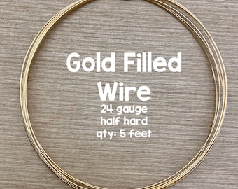 24 Gauge Gold Filled Wire, Half Hard Wire, 5 Feet