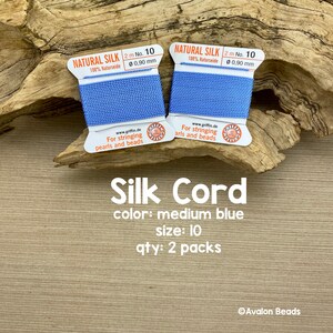 Griffin Silk Cord With Needle, Size 10, Medium Blue, 2 packs