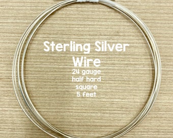 Sterling Silver SQUARE Wire, 24 Gauge, Half-Hard, 5 Feet