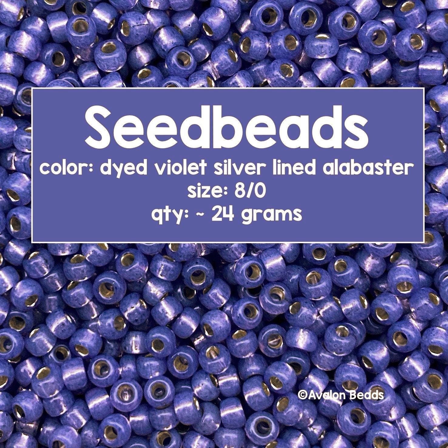 Size 8/0 Japanese Miyuki Seedbeads, Dyed Violet Silver-lined