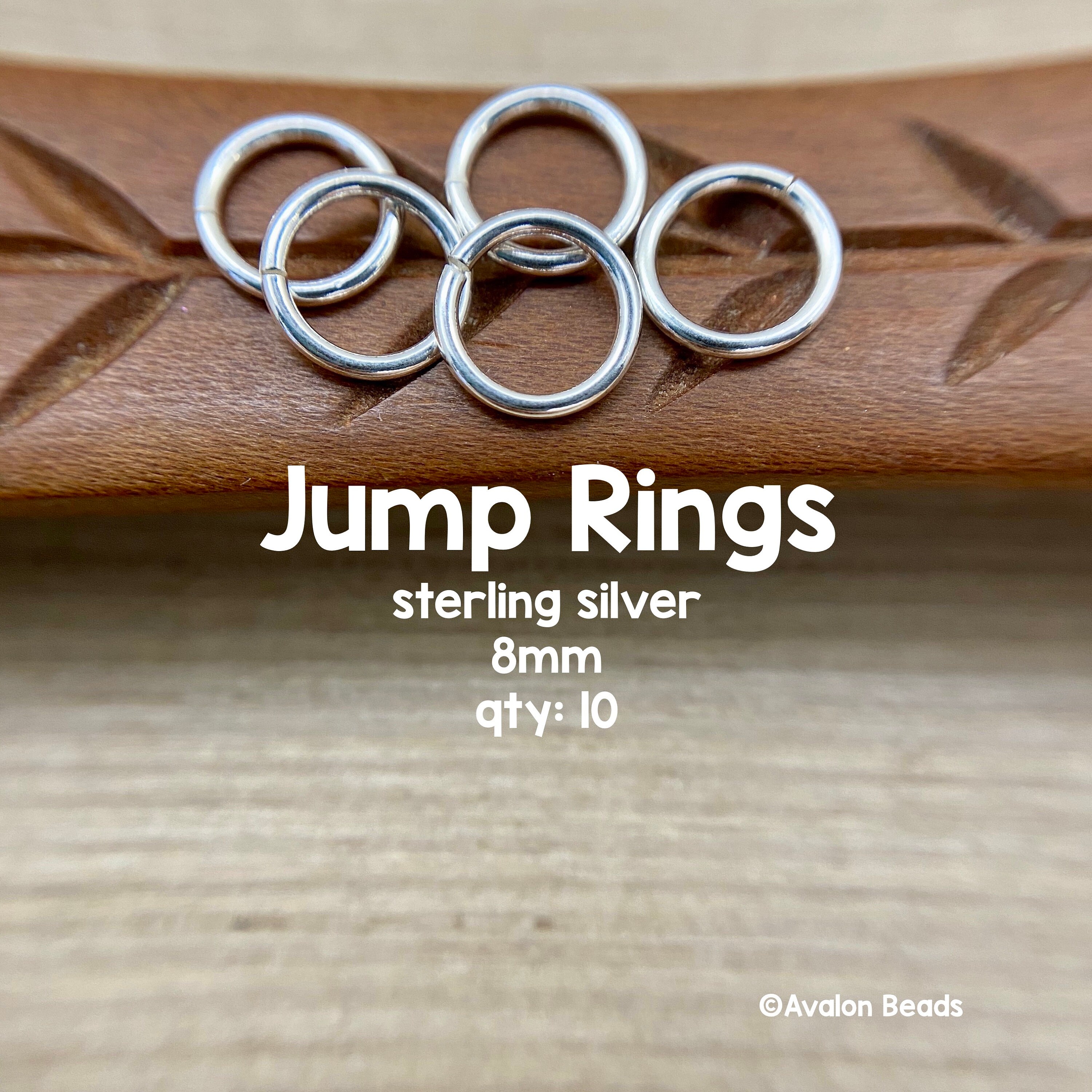 8mm Sterling Silver Open Jump Rings - 925 Silver - 10 Pieces - Made In USA