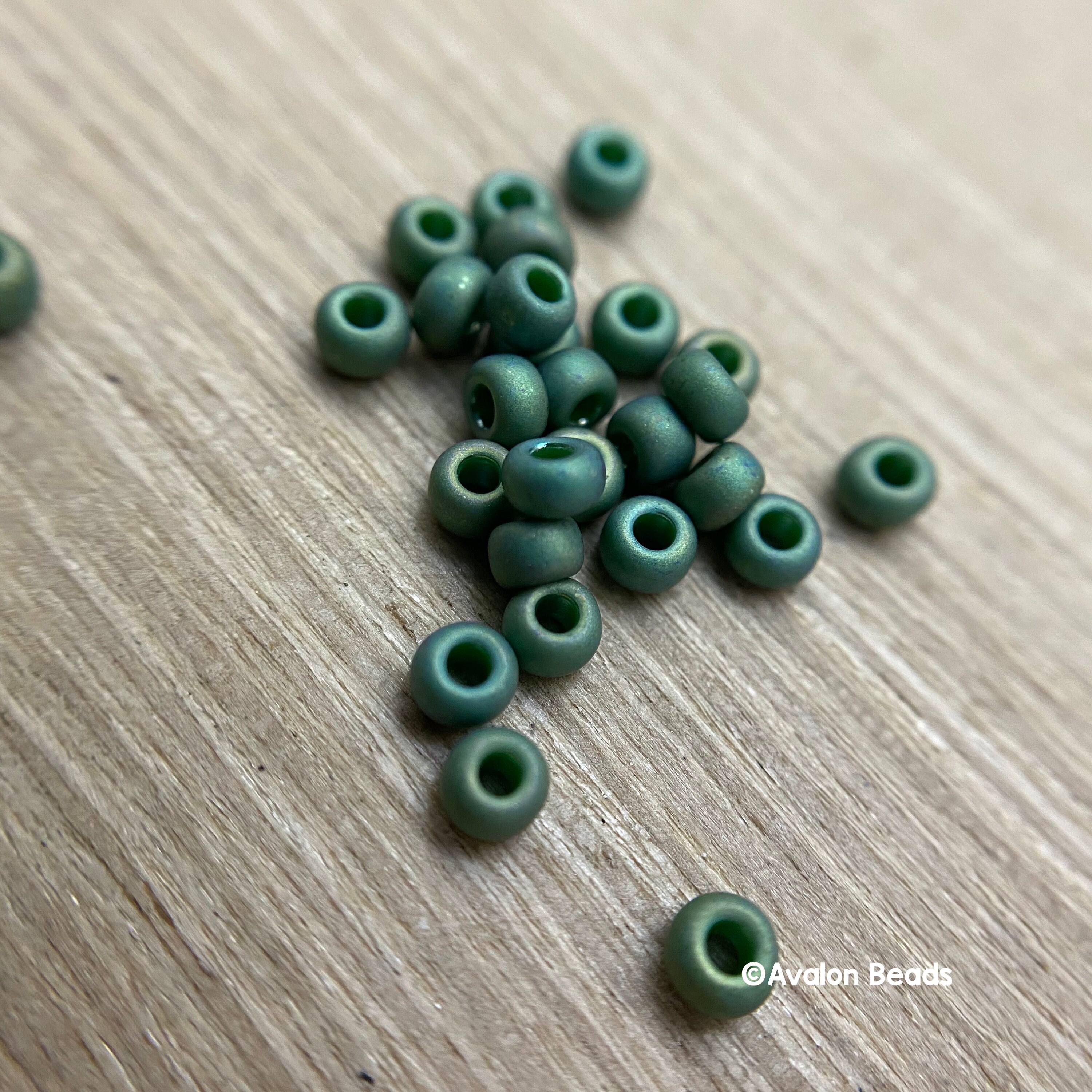 Size 8/0 Japanese Miyuki Seedbeads, Matte Metallic Sage Green