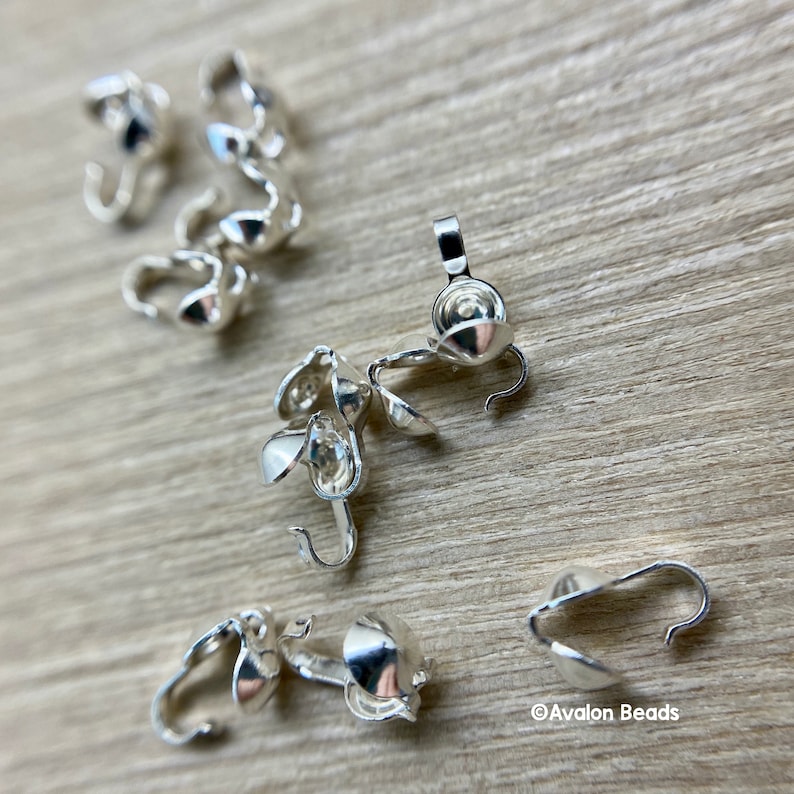 Sterling Silver Bead Tips Clamshell 20 Pieces Etsy