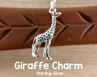 Giraffe Charm, Sterling Silver, 9x23mm