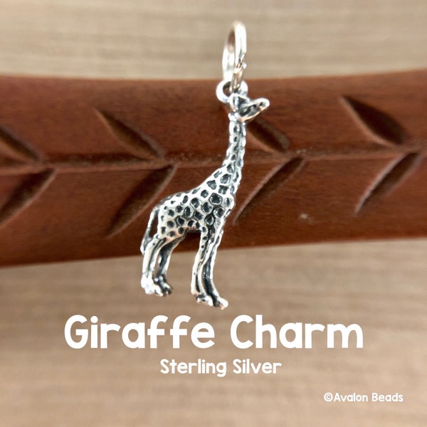 Breloque girafe, argent sterling, 9x23 mm