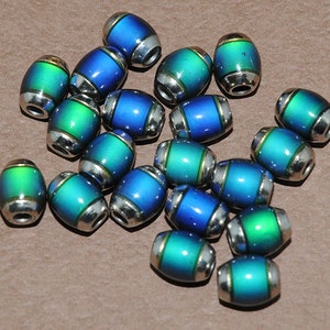 Mood Beads, 9x6mm Barrel Shape Color Changing Beads With Metal, 10 ...